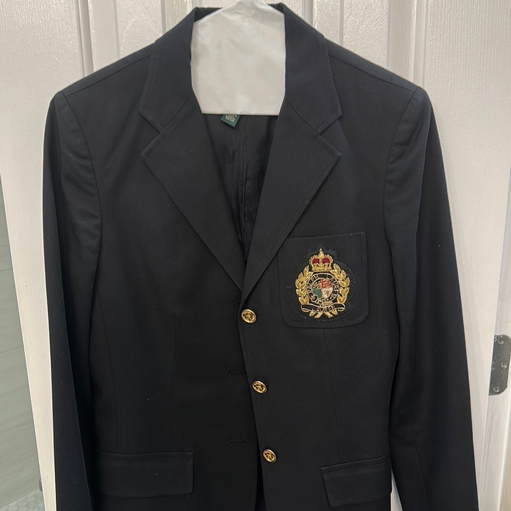 Ralph Lauren Black Blazer with Embroidered Crest